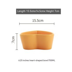 Nordic Heart-shaped Bowl, Heart Shaped Bowl, Irregular Bowl, Salad Bowl (Option: Yellow-6 inches)