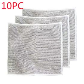 Steel Wire Dishcloth Daily Cleaning Cloth Mesh (Option: 10Piece 20x20cm-Three Layers)