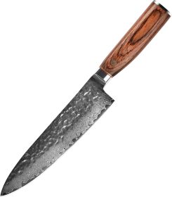 Damascus Steel Chopping Knife Kitchen Knife With Wooden Handle (Option: Kitchen Knife)